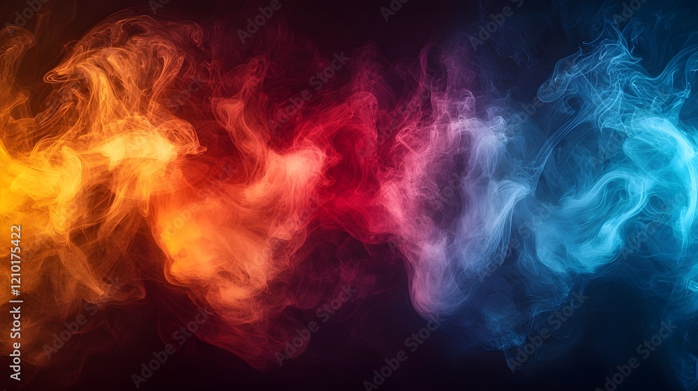 Aufkleber dramatic and captivating abstract background with swirling colorful smoke and fog in bold red orange