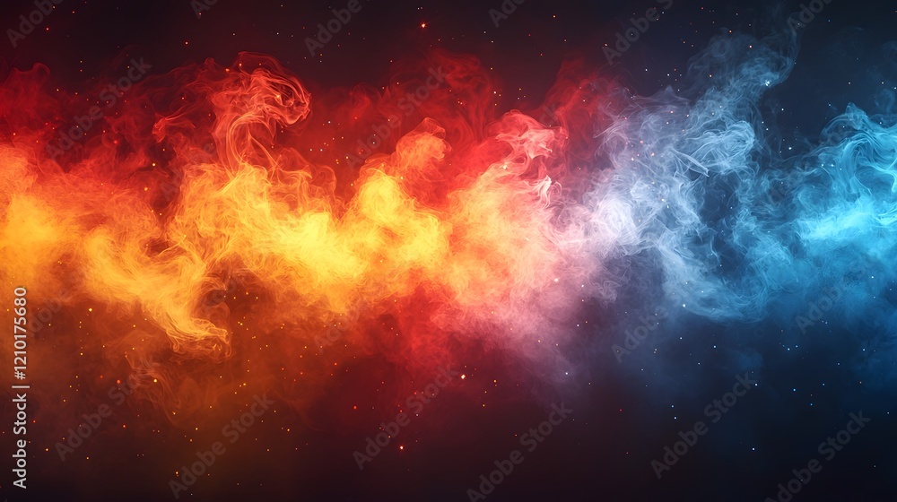 Aufkleber vivid cinematic background featuring dynamic swirls of fiery smoke haze and fog in a captivating ble