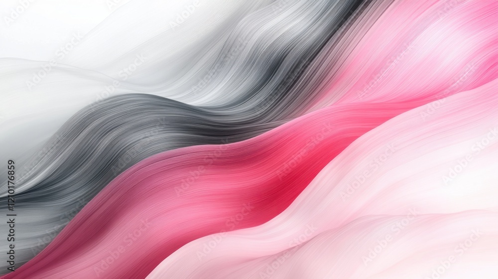 Aufkleber Abstract pencil strokes create a smooth gradient transition from gray to vibrant pink in fluid motion