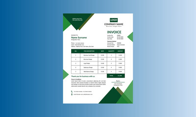 Modern Invoice Design. Artistic Template Display for Promotional Campaign.
