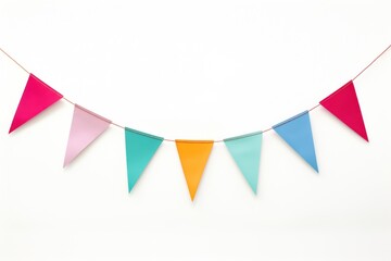 Bunting pennant white background clothesline celebration