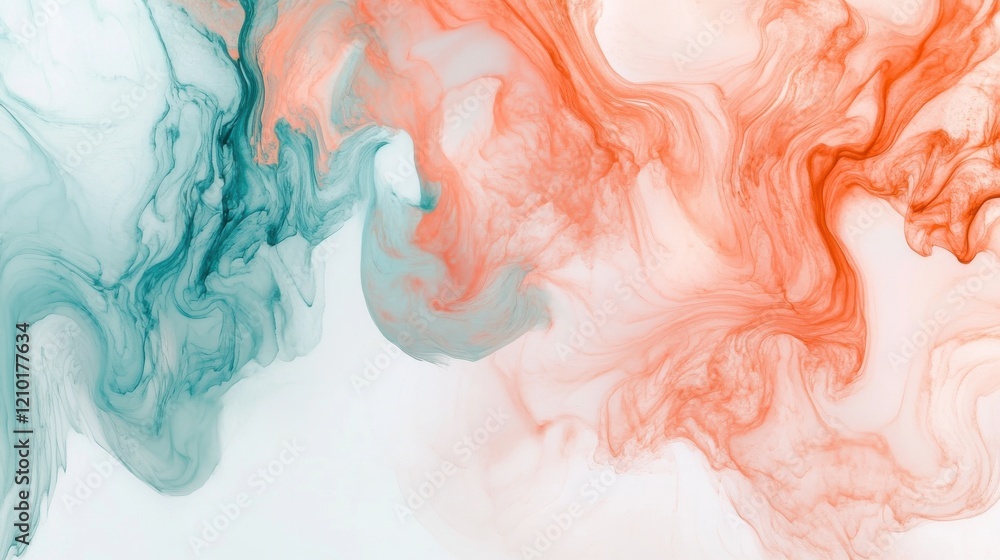 Aufkleber Bold brush marks in coral hues create an abstract expression of chaos and creativity