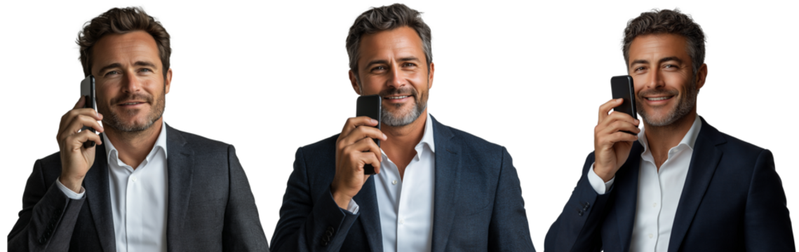 Handsome businessman using his smartphone standing