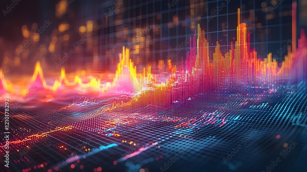 Aufkleber A sleek and clean visual of colorful line and bar charts layered dynamically on a subtle grid background creating a professional and futuristic data visualization concept