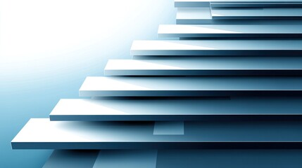 Obraz premium Ascending blue steps, bright background, growth concept, website banner