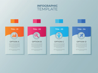 Infographic Template Four Options, Business Plan, Data Analysis, Progress, Launch