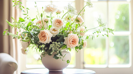 Obraz premium Spring flowers in vintage vase, beautiful floral arrangement, home decor, wedding and florist design