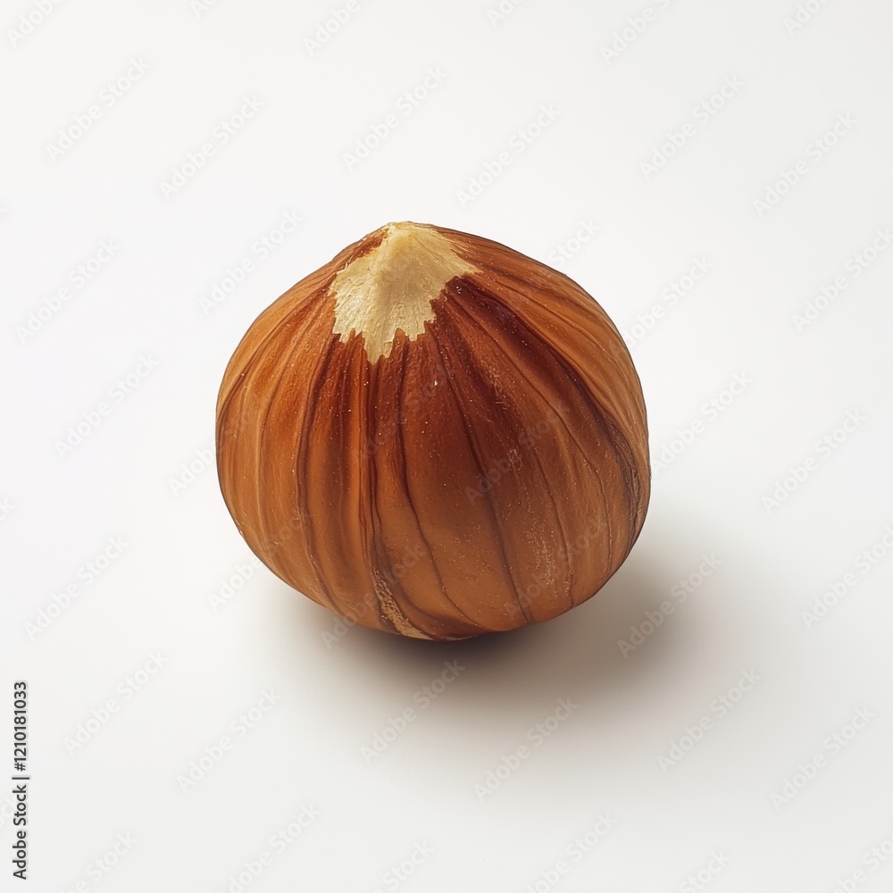 Poster whole roasted hazelnut showcasing its shiny brown surface and natural texture for culinary uses and 