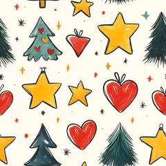 Whimsical star seamless pattern for holiday-themed crafts