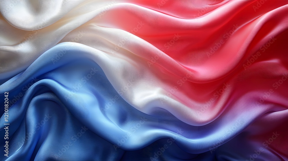 Poster vibrant abstract flag with a flowing silk texture featuring a dynamic graceful motion in a patriotic