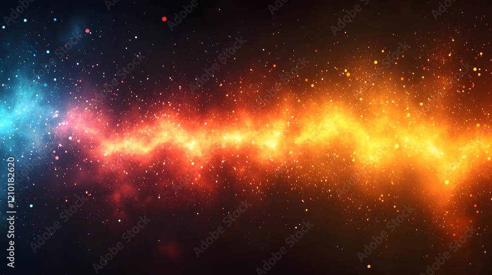 Poster Mesmerizing abstract background with vibrant colorful glowing light stripes flowing horizontally across a dark blurred backdrop with a smooth gradient effect creating a sense of energy power