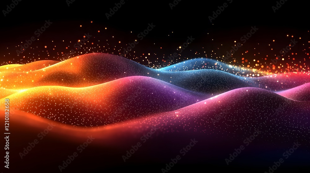 Aufkleber Mesmerizing abstract blurred background featuring vibrant colorful light stripes on a dark gradient canvas  The stripes are glowing flowing and moving with a dynamic ethereal energy