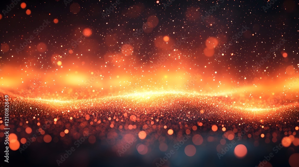 Poster Mesmerizing abstract background featuring vibrant horizontal lines of glowing light softly illuminating a dark orange and black blurred gradient  Captivating digital with a dynamic fiery