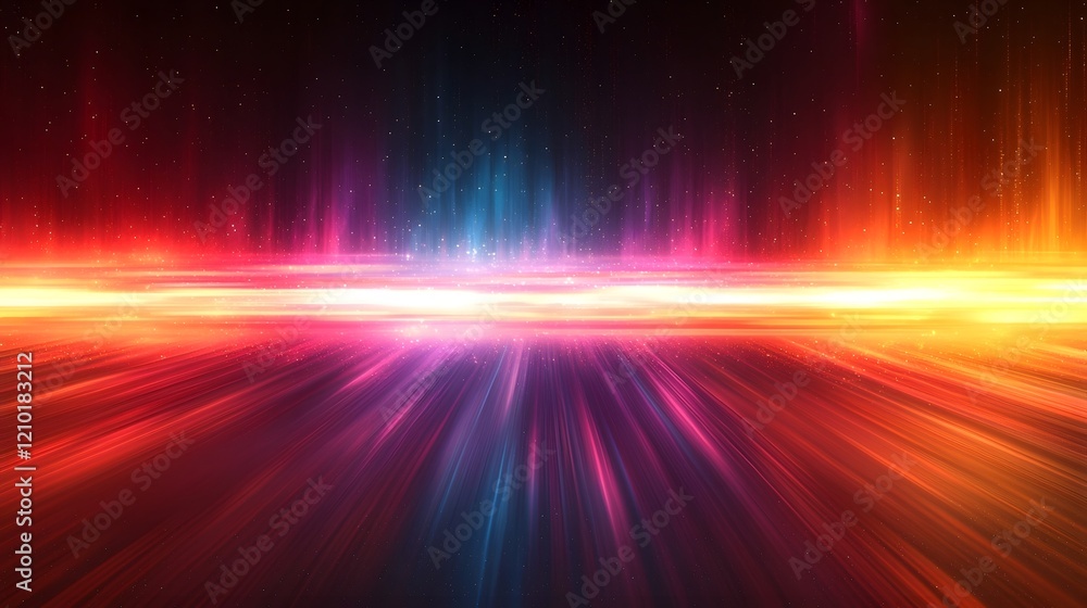 Aufkleber mesmerizing blurred abstract background featuring horizontal glowing light stripes in rich vibrant c