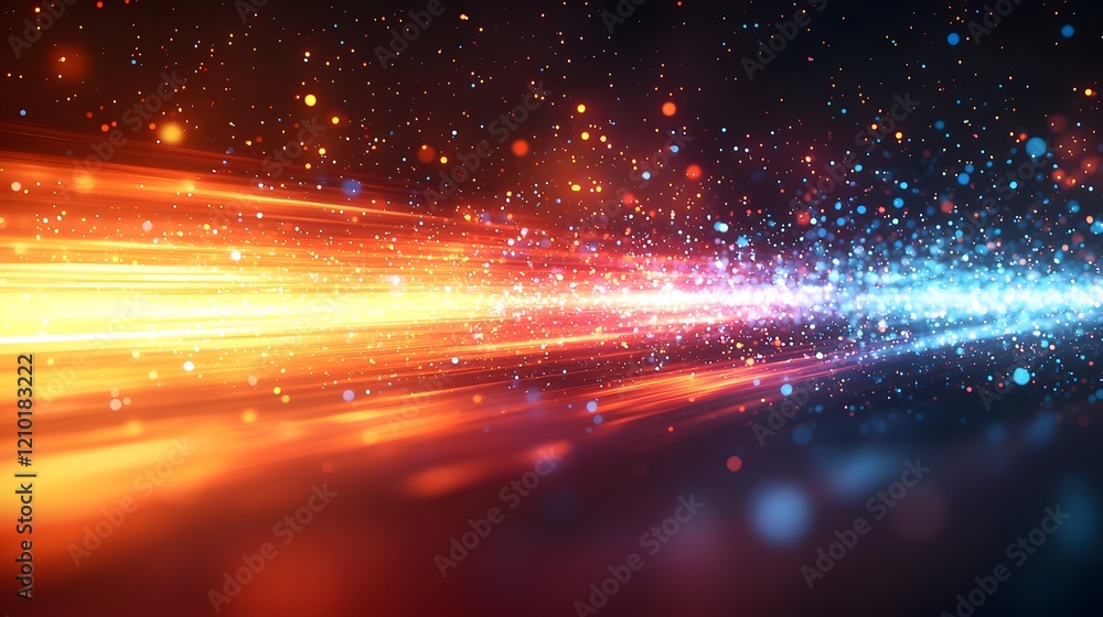 Aufkleber Mesmerizing blurred abstract background featuring horizontal glowing light stripes in a rich color gradient ranging from dark orange to deep black creating a dynamic futuristic