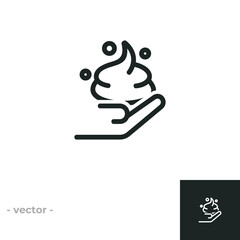 Hand with Cleansing Foam icon isolated on white background. Vector illustrations are made with vector-based software, not AI generated results.
