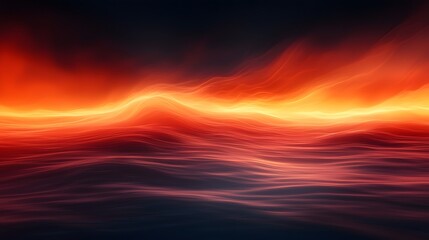 Fototapeta premium A captivating abstract background featuring a dynamic flow of glowing horizontal stripes against a dark fiery gradient in shades of orange and black creating a mesmerizing and otherworldly atmosphere