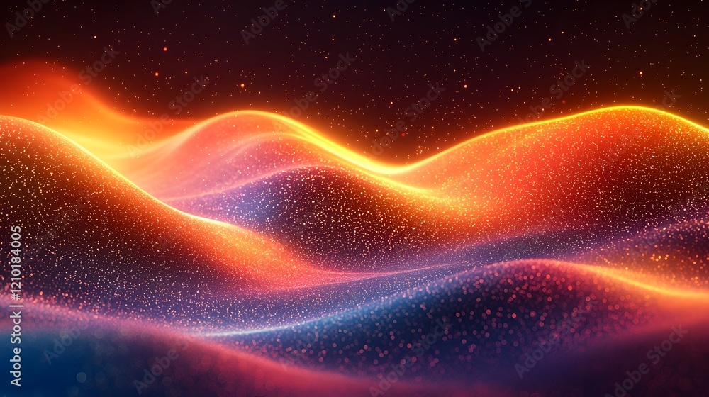 Aufkleber Vibrant glowing stripes of color flowing in an ethereal mesmerizing motion across a dark abstract background with a blurred gradient effect creating a surreal futuristic visual experience
