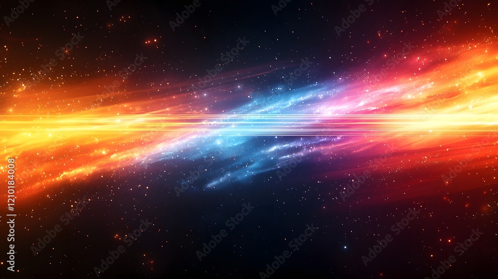 Aufkleber Mesmerizing abstract composition of dynamic colorful glowing stripes flowing and undulating in a visually striking abstract motion against a dark gradient background
