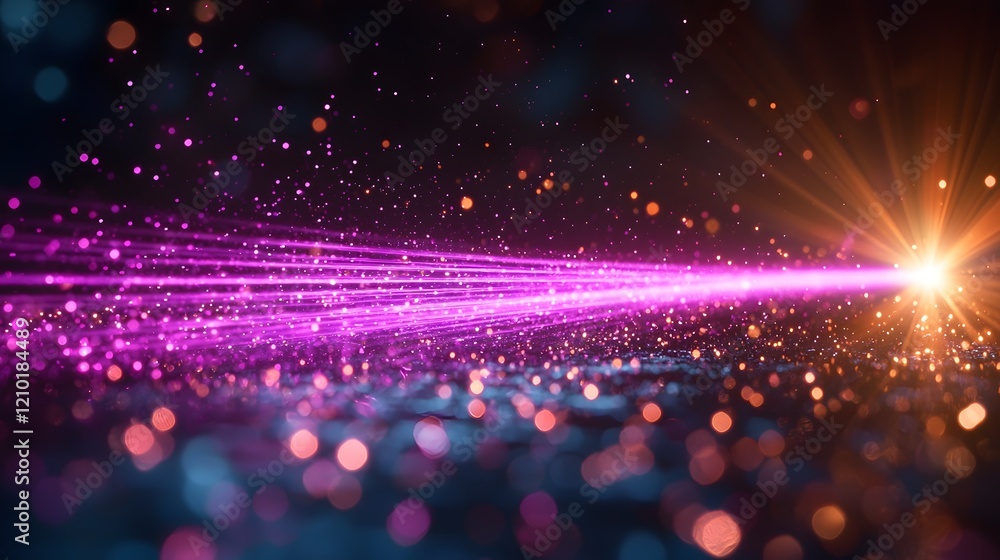 Leinwandbilder captivating glowing purple laser beam with intricate flare effects and streaks of light rays spreadi