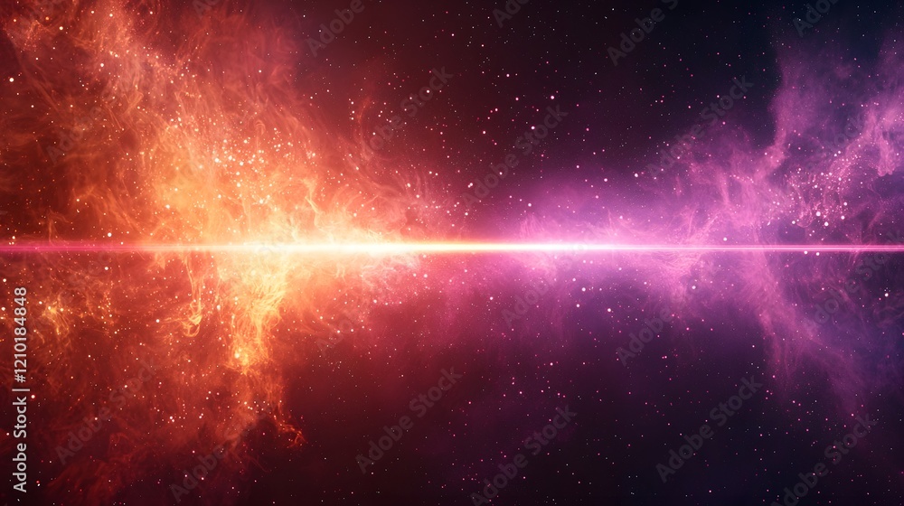 Aufkleber striking purple laser beam with glowing light rays and a dramatic flare effect set against a deep bl