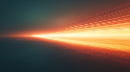 Fiery Sunset Light Streaks Across Calm Water