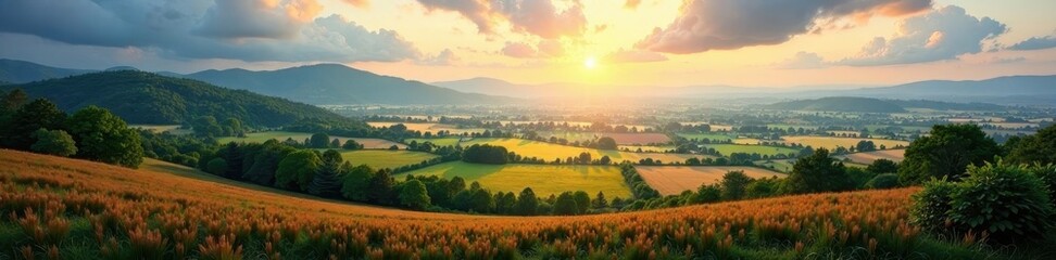 Naklejka premium Vast patchwork of fields and forests under a swirling atmosphere , forest, texture, terrain