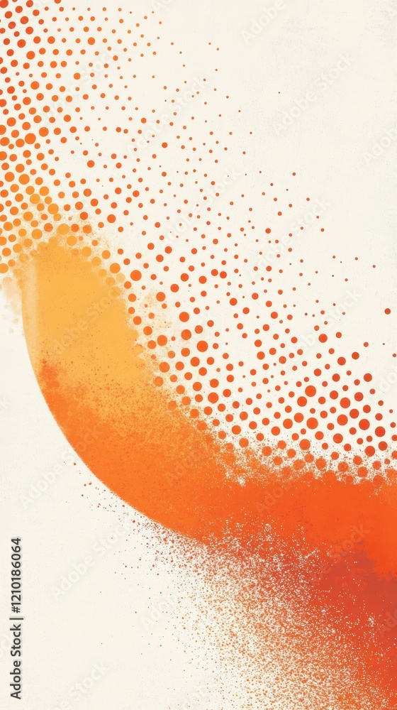 Poster Vibrant orange halftone dots gradually blending into warm hues creating a dynamic visual experience