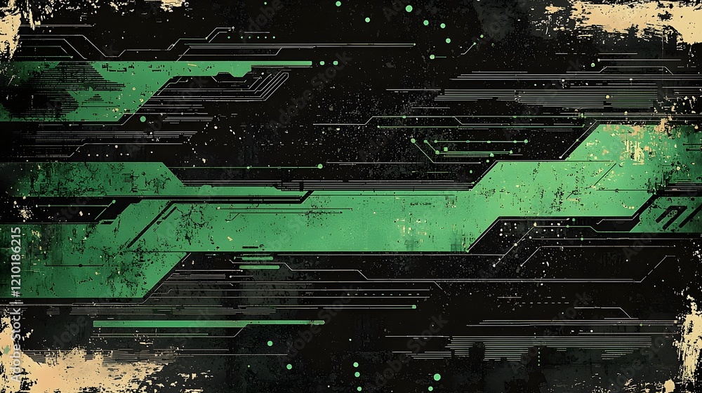 Aufkleber Grungy Cyberpunk Inspired Halftone Pattern with Futuristic Textures and Abstract Digital Details  Moody Experimental Background with Vibrant Striking Aesthetic
