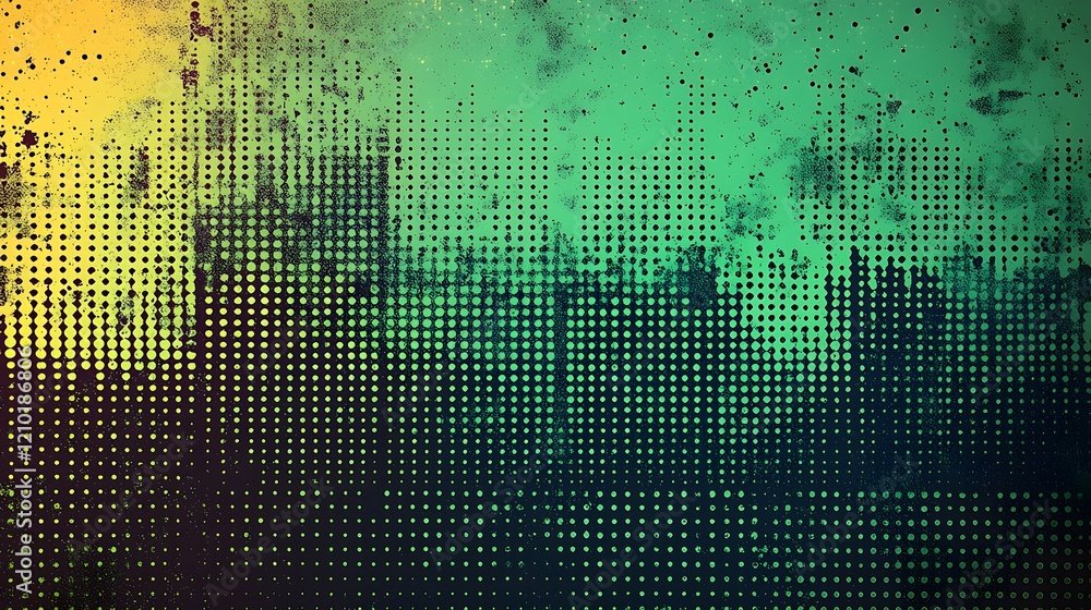 Poster Striking Futuristic Grunge Halftone Graphic Design with Vibrant Elements   Abstract Digitally Background with Bold Geometric Patterns Glitchy Textures and Dynamic Color Gradients