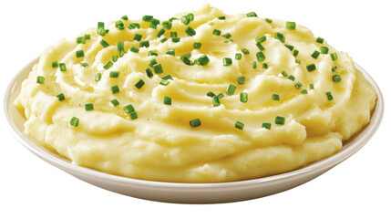 Smooth and creamy mashed potatoes, isolated on transparent background