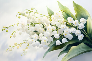lily-of-the-valley in delicate watercolor