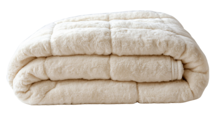 Soft cream blanket folded, isolated on transparent background