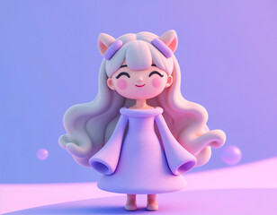 Obraz premium Fantasy Girl Character with Magical Elements, Ethereal 3D Portrait Illustration