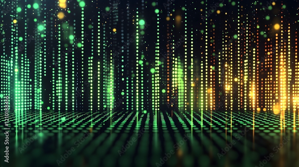 Poster Captivating abstract halftone pattern featuring a cyberpunk inspired design with grungy dots a futuristic color palette and dynamic luminous energy  This digital graphic exudes a moody