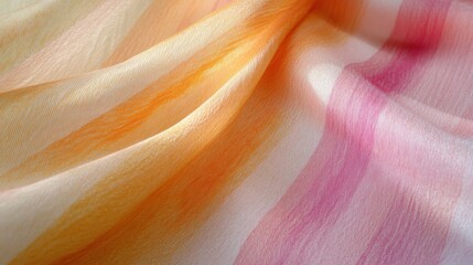 Delicate strokes of pastel amber fabric create a serene texture that captures light beautifully