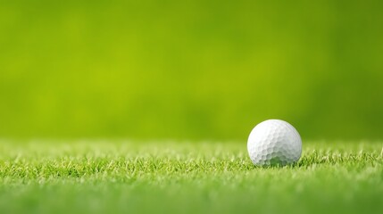 A close-up of a golf ball resting on lush green grass, symbolizing the sport's elegance and precision.