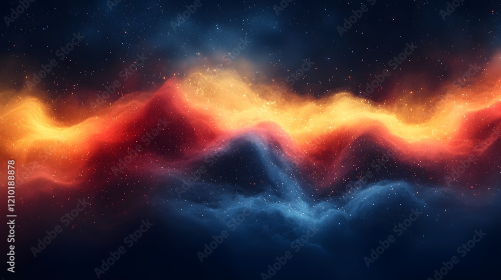 Aufkleber Stunning vibrant gradient background in dark blue red and yellow tones enhanced with a smooth blur effect for a dynamic and captivating cosmic landscape