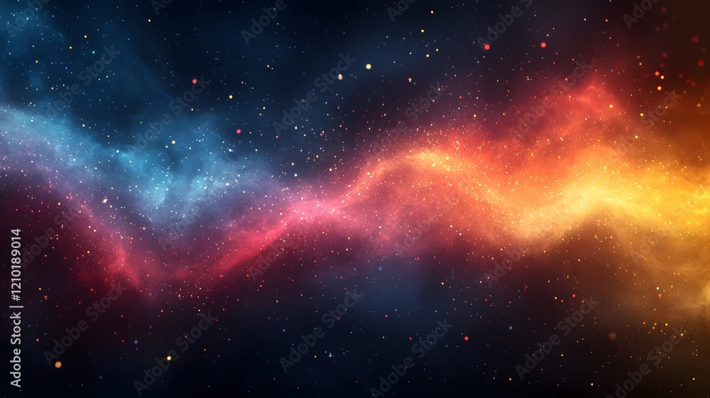 Aufkleber Captivating digital artwork featuring a vibrant cosmic gradient with a soft blur effect creating an ethereal and mesmerizing interstellar landscape in shades of blue red and yellow