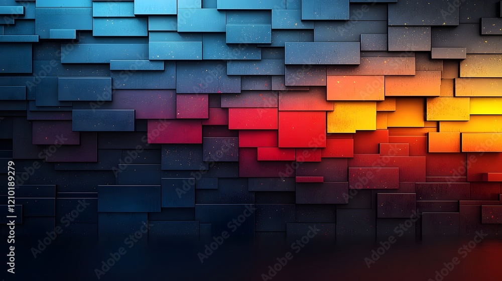 Poster Vibrant Dark Blue Red and Yellow Gradient Spectrum with a Subtle Blur Effect Forming an Abstract and Modern Background Texture  Ideal for Digital Art Graphic Design or Contemporary Wallpaper