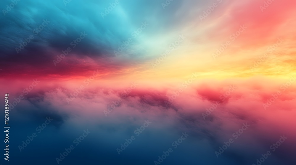 Poster Mesmerizing Blurred Spectrum Gradient with Vibrant Dark Blue Red and Yellow Color Tones Blending into a Soft and Abstract Visual