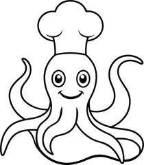 Obraz premium Octopus chef vector coloring page