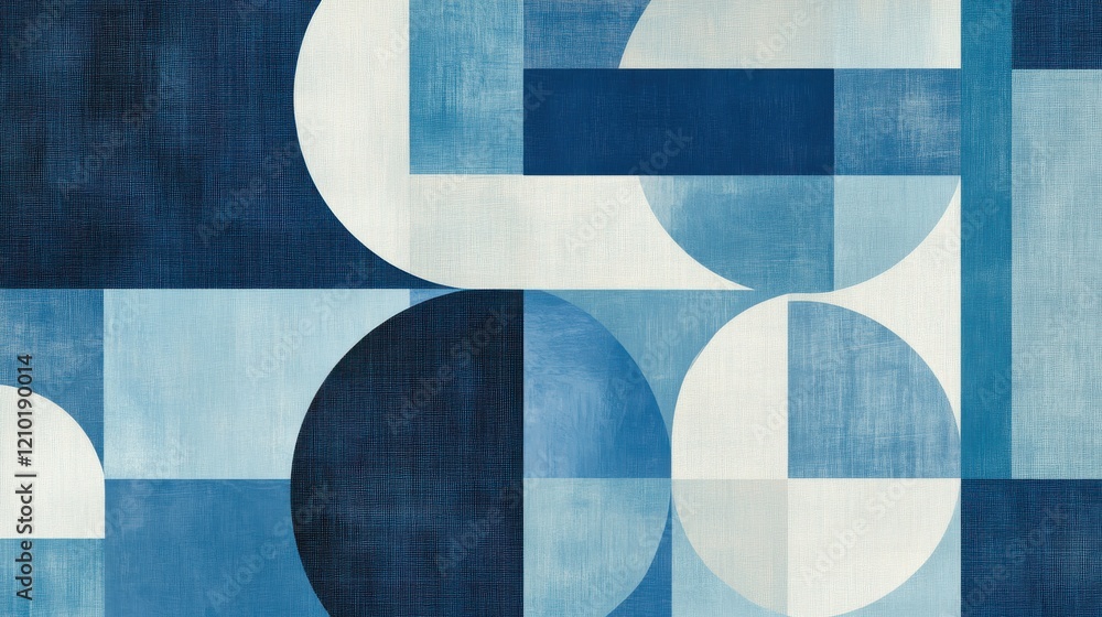 Aufkleber monochromatic blue abstract pattern featuring geometric shapes and smooth textures enhancing visual 