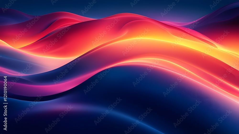 Poster mesmerizing abstract landscape with a vibrant gradient of dark blue red and yellow colors that blend