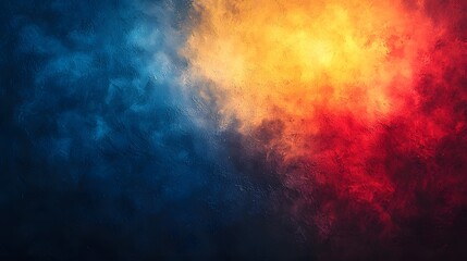 A captivating abstract background featuring a dynamic gradient explosion of deep blue rich red and bright yellow hues with a smooth blurred effect creating a visually striking and moody atmosphere