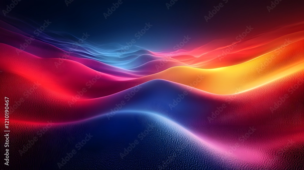 Poster Vibrant gradient spectrum in rich hues of blue red and yellow with a dynamic blur effect creating a captivating and visually striking abstract backdrop for digital design art or wallpaper
