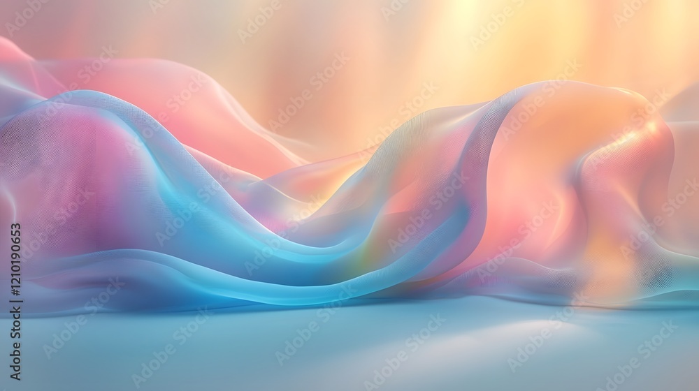 Poster Serene and captivating abstract design featuring a pastel gradient banner with a smooth blend of light blue pink and soft rainbow hues
