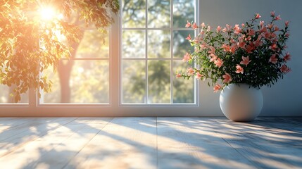 Minimalist bright white wall featuring an empty frame, soft shadows, no green plants, realistic 8K resolution,