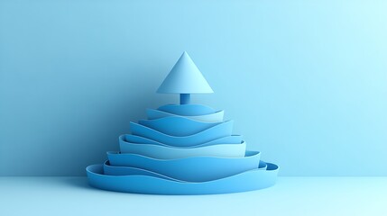 Fototapeta premium Abstract Blue Wave Christmas Tree Design