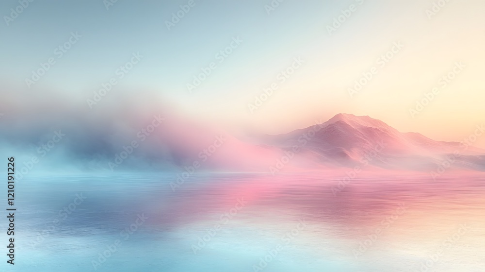 Leinwandbilder ethereal pastel gradient landscape with light blue and pink hues merging into a soft rainbow palette